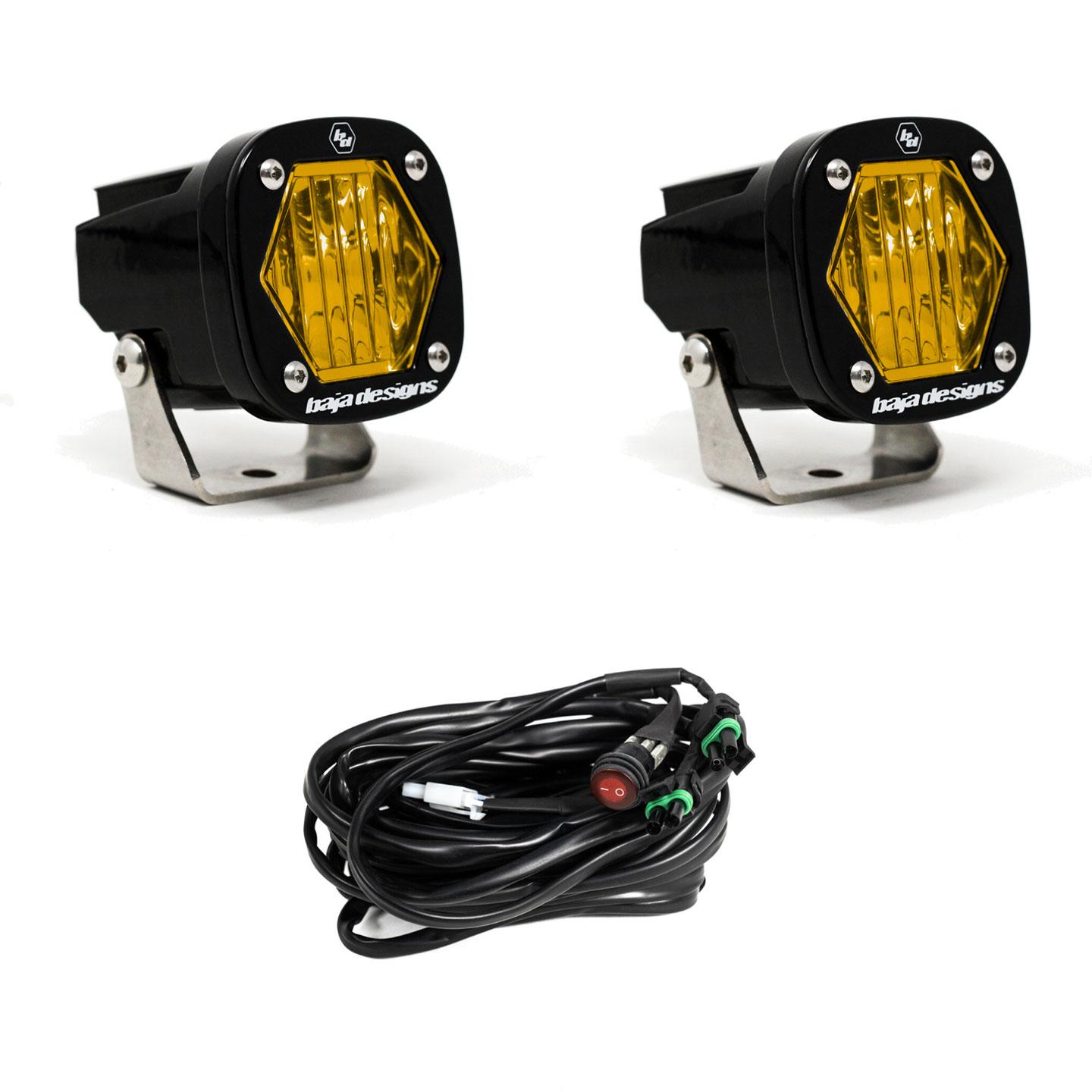 S1 Amber Wide Cornering LED Light with Mounting Bracket Pair Baja Designs