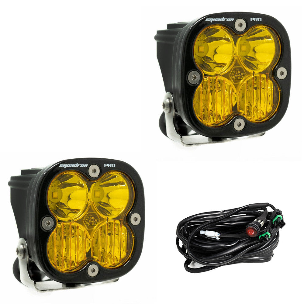 LED Light Pods Amber Lens Driving Combo Pattern Pair Squadron Pro Series Baja Designs